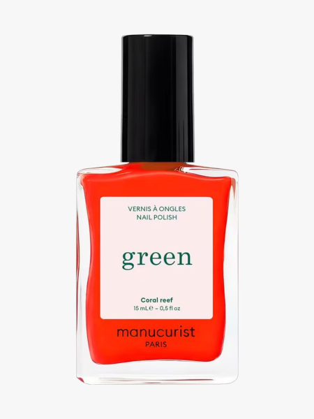 Manucurist’s Green Natural Nail Polish in Coral Reef in branded component on a light gray background